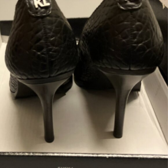 Karl Lagerfeld Women's Black Madelyn Slip On Pointed Toe Lug Sole Pumps 6.5 - Picture 3 of 9